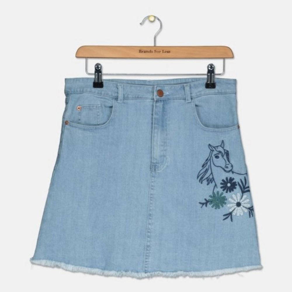 DreamWorks Spirit  Riding Free Bunch Flower Denim Skirt NEW